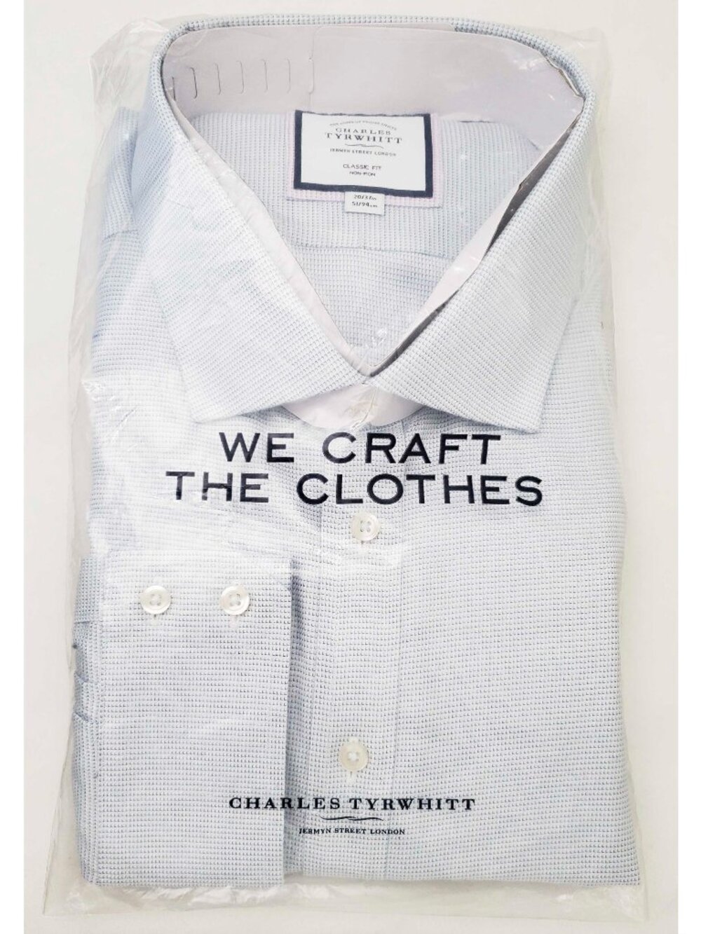 Charles Tyrwhitt Men's Non Iron Classic Fit Dress Shirt 20-37 White Blue NWT